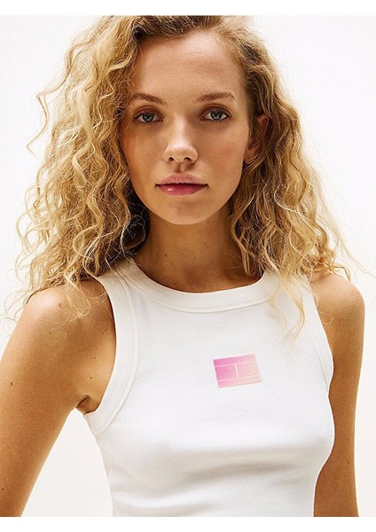 Tjw Slım Gradıent Flag Tank Kadın Beyaz T-Shirt DW0DW20920YBL fırsatları