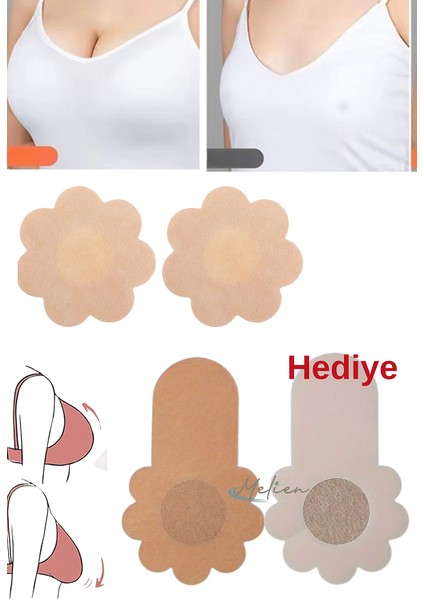 8’li Göğüs Meme Ucu Kapatıcı + 4’lü Push-Up Göğüs Kaldırıcı Koruyucu Sütyensiz Ped Bez Bant Seti