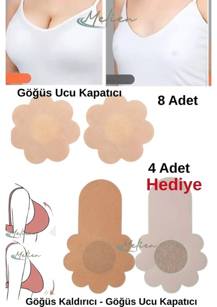 8’li Göğüs Meme Ucu Kapatıcı + 4’lü Push-Up Göğüs Kaldırıcı Koruyucu Sütyensiz Ped Bez Bant Seti fiyatları