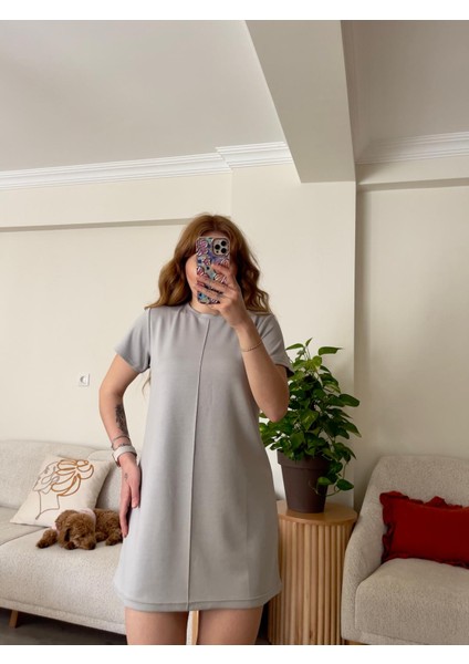 Gri Modal Spor Mini Elbıse & Tunik