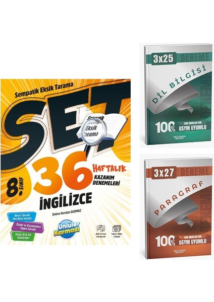 Ünlüller 2026 8. Sınıf Ingilizce 36 Haftalık Kazanım Denemeleri+Anla Kazan Paragraf+Dilbilgisi