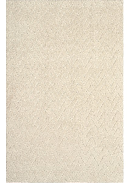 Moopy Krem Bukleli Yumuşak Zikzak Dokuma Yolluk Halı Salon Halısı LP6497_KREM fiyatları