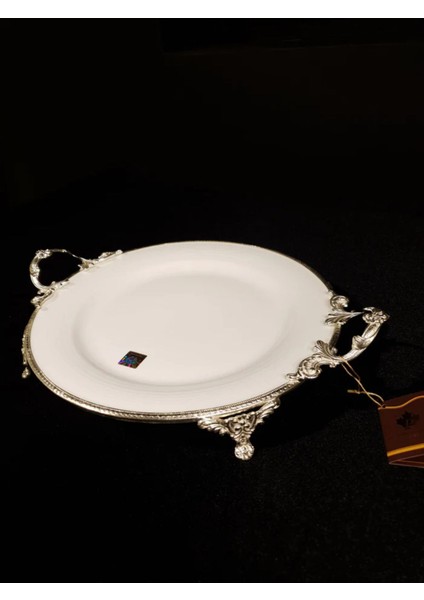 Sunum Tabağı Ayaklı Yuvarlak 38X30X6 cm Gümüş WHS119 fiyatları