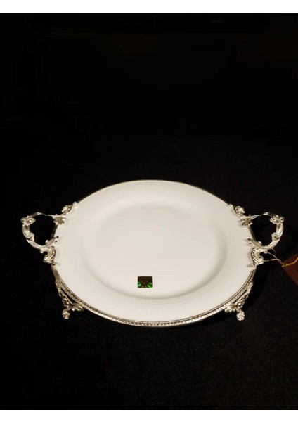 Sunum Tabağı Ayaklı Yuvarlak 38X30X6 cm Gümüş WHS119 fırsatları