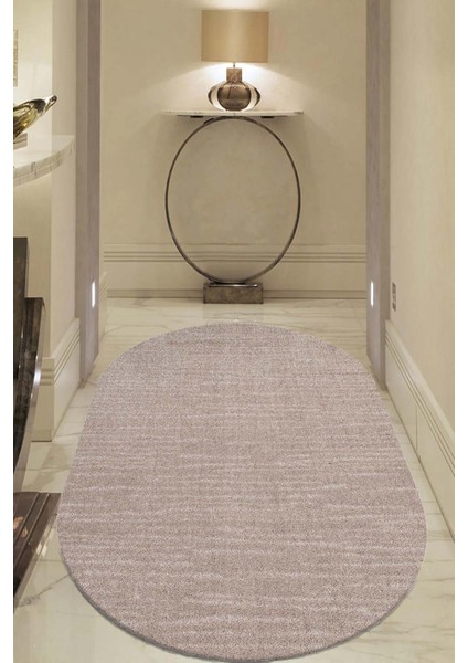 Moopy Oval Bej Bukleli Yumuşak Soft Dokuma Yolluk Halı Salon Halısı LP1007A_BEJ