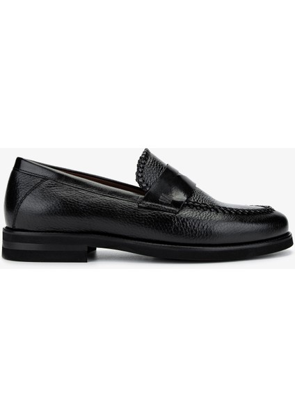 Erkek Hakiki Deri Siyah Loafer Ayakkabı 477 VAL-72403 Erk Ayk Y25 Sıyah Gyk