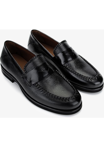 Erkek Hakiki Deri Siyah Loafer Ayakkabı 477 VAL-72403 Erk Ayk Y25 Sıyah Gyk