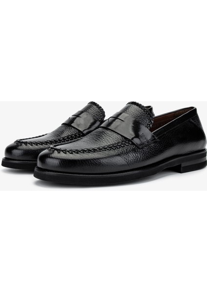 Erkek Hakiki Deri Siyah Loafer Ayakkabı 477 VAL-72403 Erk Ayk Y25 Sıyah Gyk