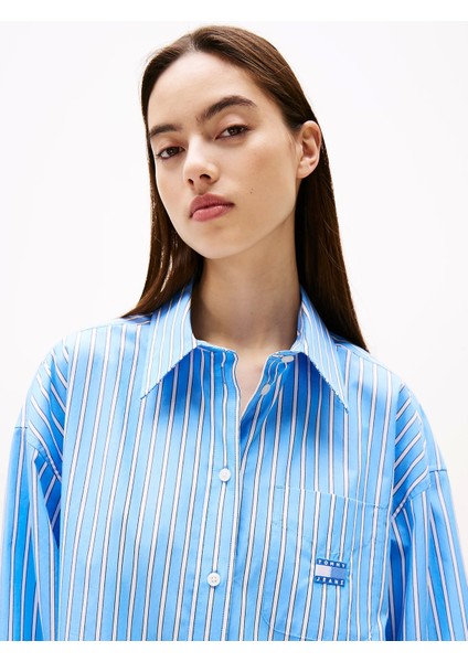 Tjw Ovs Mını Shırt Dress Ext Kadın Mavi Elbise DW0DW211220BB fırsatları