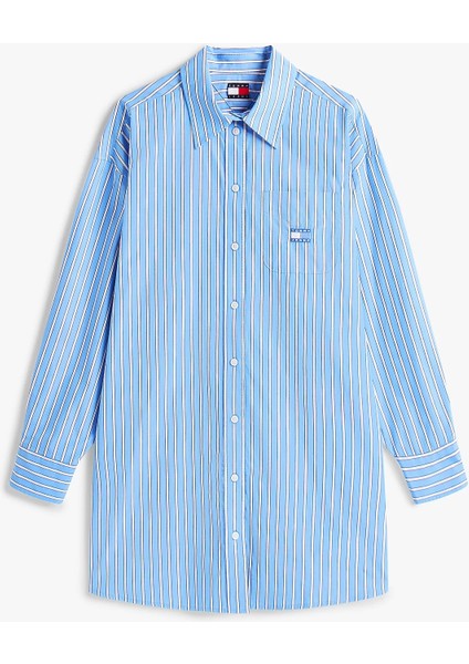 Tjw Ovs Mını Shırt Dress Ext Kadın Mavi Elbise DW0DW211220BB indirimleri