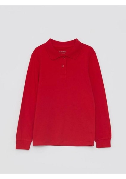 Kids Polo Yaka Basic Uzun Kollu Kız Çocuk Tişört (W2)