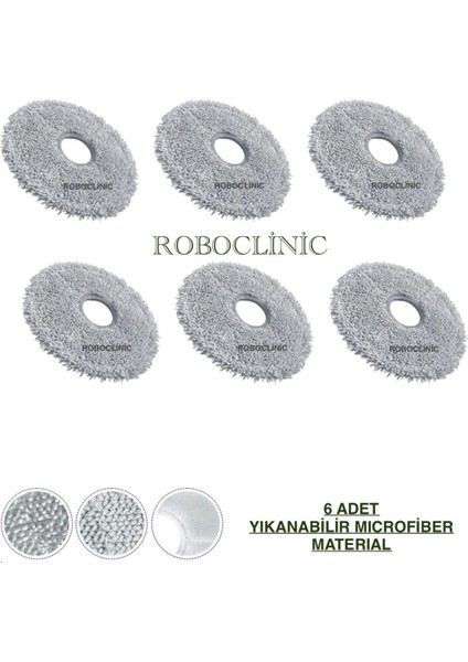 Dreame X40 Ultra L40 Ultra Robot Süpürge Uyumlu Yıkanabilir Microfiber Mop-6 Adet