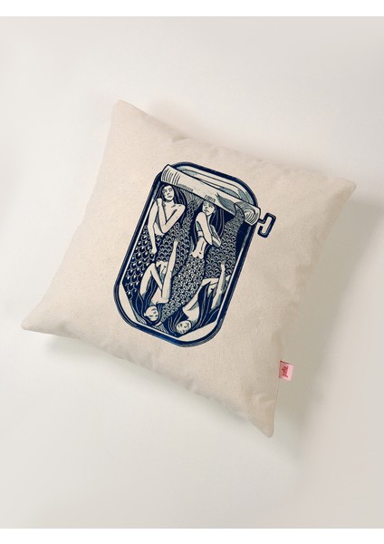 Marin Serisi Deniz Kızı Kavanozu Baskılı Yastık Kılıfı 45X45 cm fiyatları