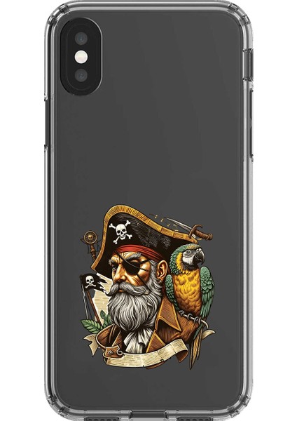iPhone x Uyumlu Şeffaf Kılıf Pirate 3 Tasarımlı