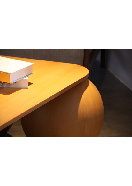 Modern Orta Sehpa & Top Sehpa Cam Sehpa & Küre Orta Sehpa - 41 cm Meşe - Üçgen - Ceviz Mdf fiyatları