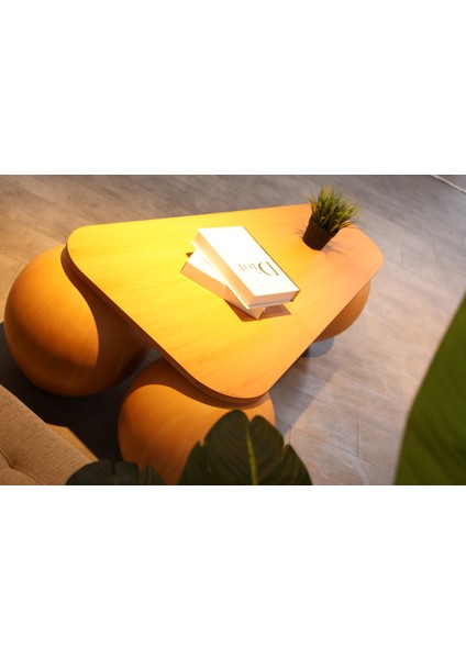 Modern Orta Sehpa & Top Sehpa Cam Sehpa & Küre Orta Sehpa - 41 cm Meşe - Üçgen - Ceviz Mdf modelleri