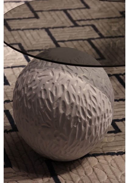 Modern Orta Sehpa & Top Sehpa Cam Sehpa & Küre Orta Sehpa - 2 Dragon (Beyaz) & 1 Beyaz Zar - Fasulye - Füme Cam modelleri