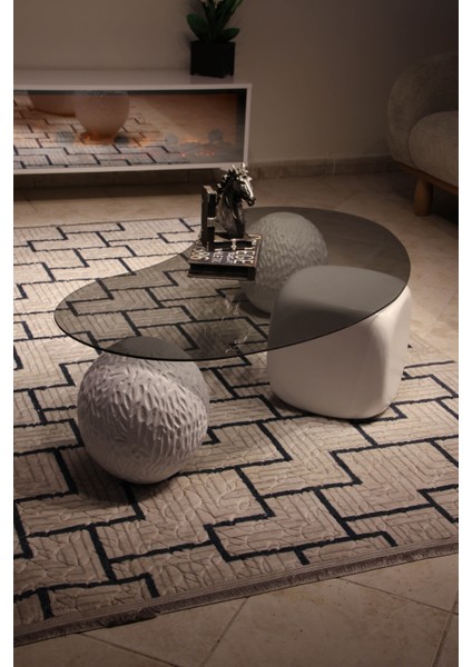 Modern Orta Sehpa & Top Sehpa Cam Sehpa & Küre Orta Sehpa - 2 Dragon (Beyaz) & 1 Beyaz Zar - Fasulye - Füme Cam fırsatları