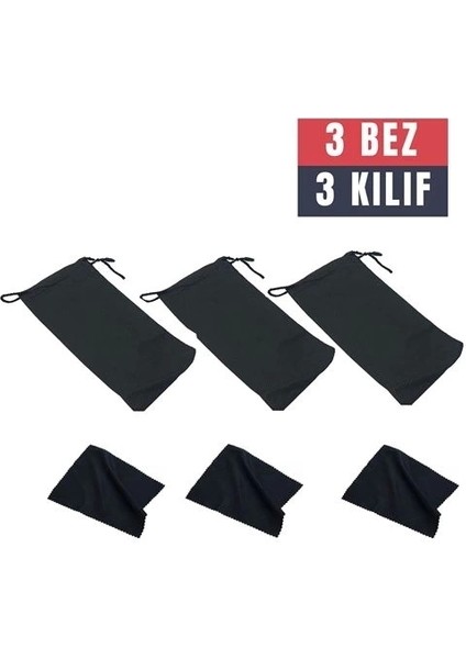 Bfs 3 Adet Gözlük Kılıfı + Bez Seti