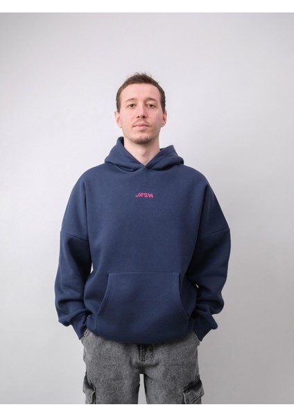 Runner's High, Lacivert Oversize Kapüşonlu Sweatshirt