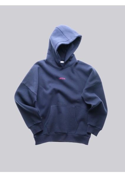 Runner's High, Lacivert Oversize Kapüşonlu Sweatshirt