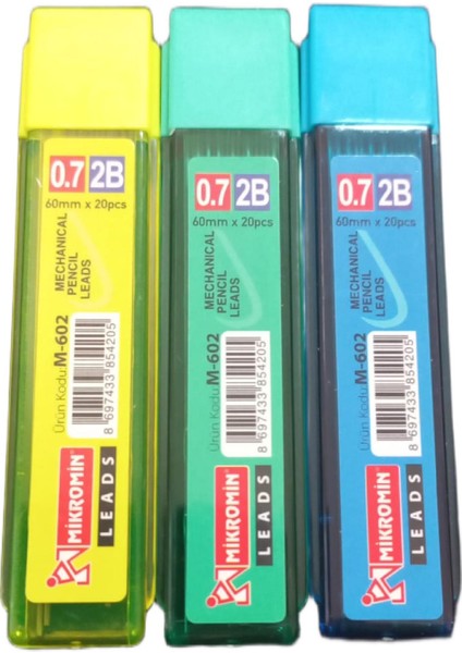 M-602 2B 60 mm 0.7 Kalem Ucu 12 Tüp Neon Renklerde 20 Adet Uç İçerir fırsatları
