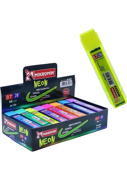 M-602 2B 60 mm 0.7 Kalem Ucu 12 Tüp Neon Renklerde 20 Adet Uç İçerir indirimleri