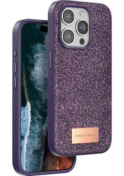 Onegif Iphone 14 Pro Bright Simli Kapak - Derin Mor Sptgl
