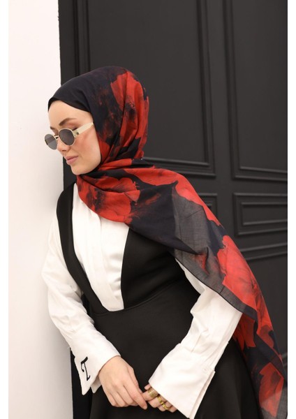Nariya Şal - 90006 - Siyah Kırmızı