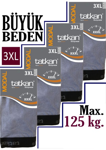 Tatkan - Büyük Beden 4'lü Erkek Penye Modal Boxershort