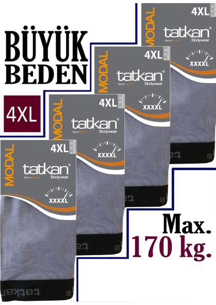 Tatkan - Büyük Beden 4'lü Erkek Penye Modal Boxershort fiyatları