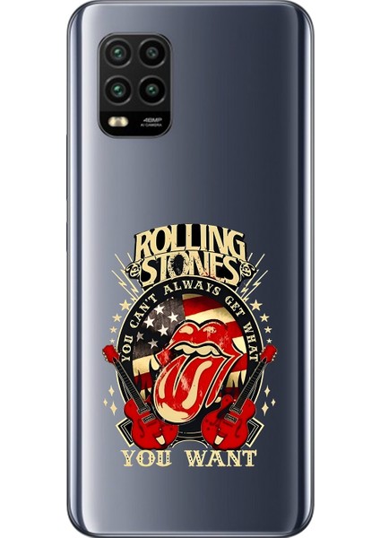 Xiaomi Mi 10 Lite Uyumlu Şeffaf Kılıf Rolling Stones Tasarımlı