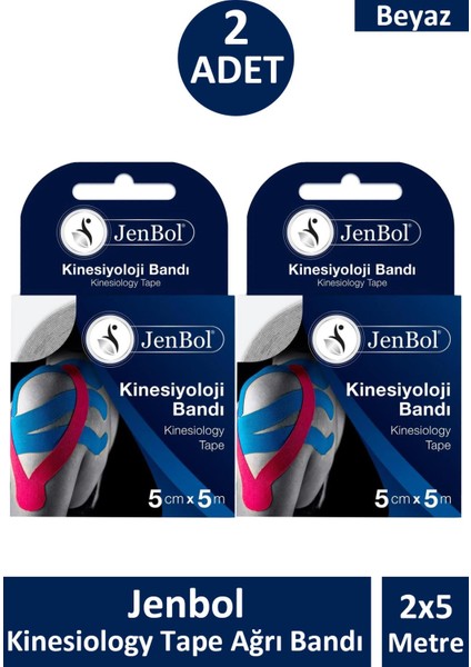 Kinesio Bandı 5 cm x 5 M - Beyaz 2 Adet