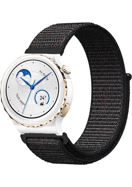 Huawei Watch Gt3 Pro 43MM Seramik ile Uyumlu Kordon Kumaş Desenli Cırt Cırtlı Spor Kayış