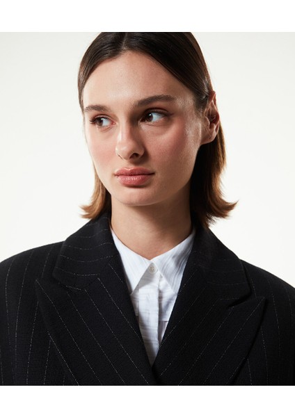 Keten Karışımlı Çizgi Desen Blazer MS1240005012001