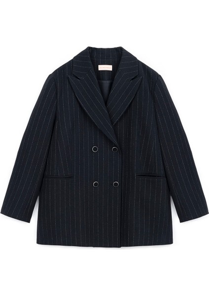 Keten Karışımlı Çizgi Desen Blazer MS1240005012001