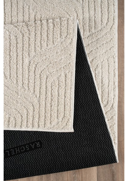 Kaymaz Taban Moopy Krem Bukleli Yumuşak Soft Dokuma Yolluk Halı Salon Halısı LP1003A_KREM