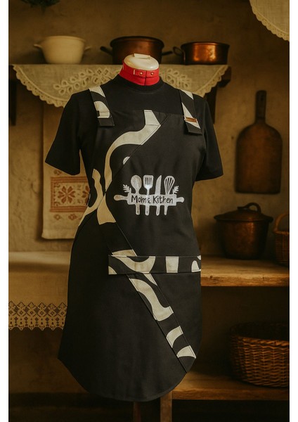 By Gg Design Logolu Battal Boy Anne Mutfak Önlük (Mom's Kitchen)
