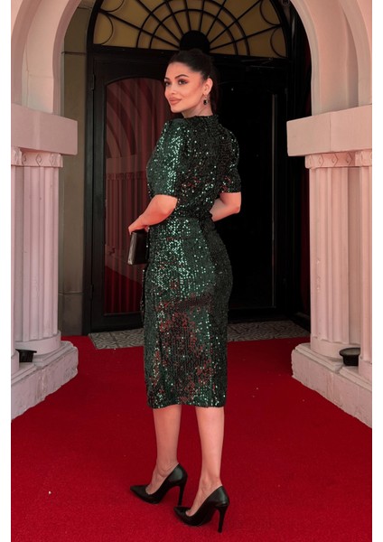 Kadife Payet Ceket Elbise - Zümrüt Yeşil indirimleri