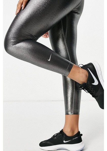 One Icon Clash Shimmer 7/8 Length Mid Rise Tight Kadın Antrenman Taytı Metalik Gri fırsatları