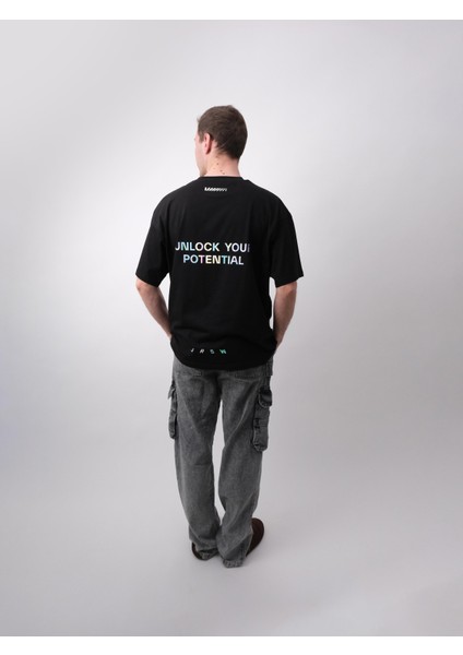 Unlock Your Potantial, Siyah Oversize Tişört