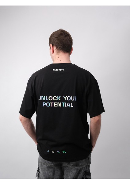Unlock Your Potantial, Siyah Oversize Tişört