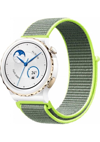 Huawei Watch Gt3 Pro 43MM Seramik ile Uyumlu Kordon Kumaş Desenli Cırt Cırtlı Spor Kayış
