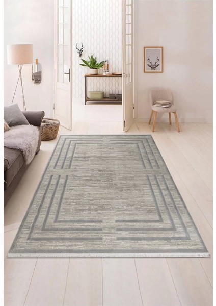 Pyramid Modern Salon ve Oturma Odası Halısı - Krem Gri
