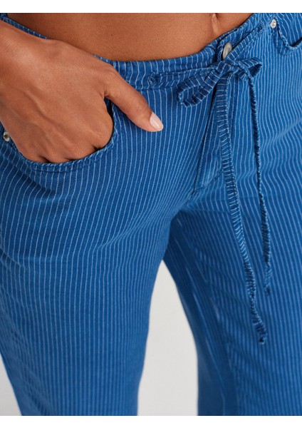 72022 Çizgili Lyocell Denim Pantolon-Lacivert modelleri