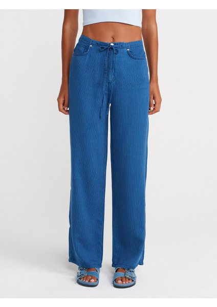 72022 Çizgili Lyocell Denim Pantolon-Lacivert fırsatları