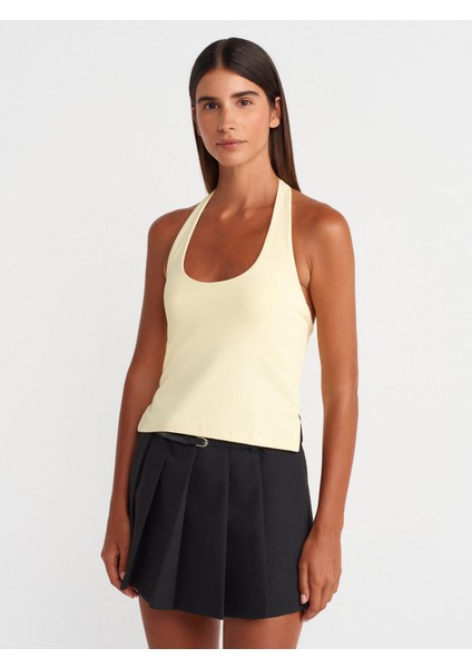 31753 Halter Yaka Top-Sarı