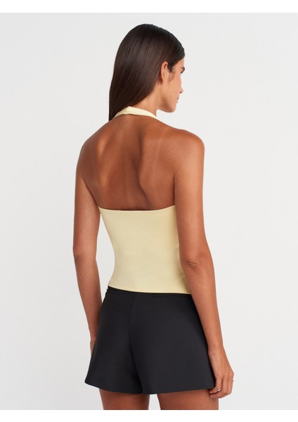 31753 Halter Yaka Top-Sarı