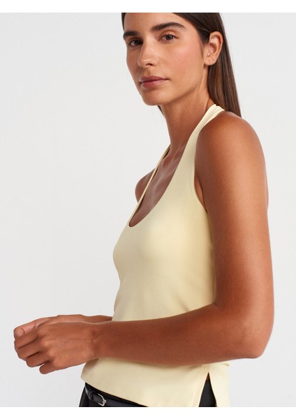 31753 Halter Yaka Top-Sarı
