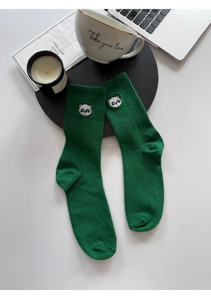 Sevimli Unisex Panda Hayvan Nakışlı Tenis Soket Yazlık Kışlık Kadın Erkek Çorap